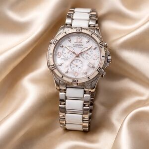Citizen Eco-Drive Diamonds MOP Dial White Ceramic Ladies Watch FB1230-5A